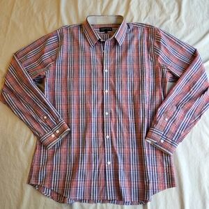 Thomas Payne 2XL 100% cotton blue & red plaid dress shirt